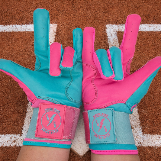 TankS Cotton Candy Baseball Batting Gloves - Wrap Cuff - Cabretta Leather - Youth