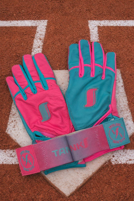TankS Cotton Candy Baseball Batting Gloves - Wrap Cuff - Cabretta Leather - Youth